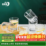 青苹果耐热玻璃水杯咖啡杯220ml6只 家用冰川锤纹茶杯洋酒杯啤酒杯
