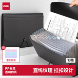 得力（deli）13格A4手提文件包/风琴包/文件夹/资料夹 多层时尚手提收纳会议事务包试卷资料收纳黑色5236赠标签