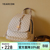 意尔康大容量户外背包复古书包旅行包老花包妈咪双肩包杏色母亲节礼物