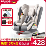 Heekin德国 儿童安全座椅汽车用0-4-12岁婴儿宝宝360度旋转ISOFIX硬接口 时尚灰(ISOFIX+360度旋转)
