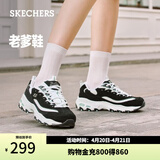 斯凯奇（Skechers）女鞋夏季小白鞋蕾丝休闲运动熊猫鞋黑色增高厚底老爹鞋11959 黑色/白色/BKW 37.5 尺码偏大，建议选小半码