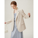 范思蓝恩懒人三件套 西装套装正装外套女职业通勤西服24FS11075 燕麦奶色西装 L