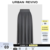 UR2026春季新款女装简约休闲纯色超宽松高腰A字半裙UWB550004 深灰花灰 S (XS-S)
