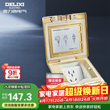 德力西(DELIXI)开关插座 金色五孔铜地插 翻盖式防水地板地插（含暗盒）