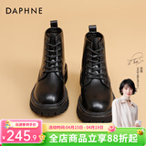 达芙妮马丁靴女2026秋冬新品英伦风加绒短靴女靴子女鞋厚底增高复古女鞋 黑色主图款【单里】 37