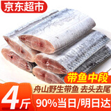 弹指鲜生精选舟山带鱼段大号 国产冷冻油带鱼深海鱼烧烤食材节日礼品 舟山雷达网带鱼段净重4斤