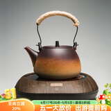 容山堂粗陶茶壶煮茶器茶具套装泡茶壶烧水壶电陶炉围炉煮茶碳炉酒精炉 直钮茶壶小悦黑胡桃电陶炉 780ml