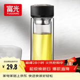 富光 男女士双层玻璃杯 水杯 支持团购定制 304杯子泡茶杯400ML黑