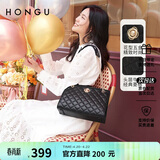 红谷女包简约休闲时尚菱格单肩包头层牛皮斜挎包 生日礼物送女友