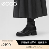 爱步（ECCO）靴子女 女鞋冬季牛皮短靴粗跟保暖女靴 雕塑222413 HL 黑色22241301001 37 （尺码偏小，建议拍大一码）