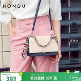 红谷女士包包链条包撞色单肩手提丝巾包牛皮斜挎包 生日礼物送女友