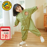 G.duck小黄鸭宝宝连体爬爬服婴儿户外防脏围衣儿童防水罩衣外出拖地爬行 芥末绿  扣子款 86cm 90cm 建议身高78-