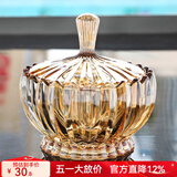 花语四季玻璃水果盘欧式家用客厅茶几高档轻奢零食糖果干果收纳盘大号盘子 糖果罐