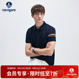 纳维凯尔意大利小帆船男短袖POLO衫夏条纹翻领上衣1325523518 藏青 2XL/54