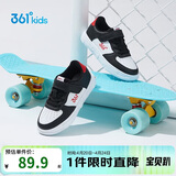 361°儿童四季板鞋男女童(3-12岁)百搭魔术贴滑板鞋小白鞋 黑32