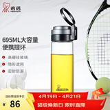 希诺（heenoor）单层玻璃杯男女士大容量提环便携户外防漏耐热茶杯过滤泡茶水杯子 提环便携（带滤网）695ml