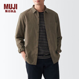 MUJI 男式 法兰绒 衬衫 男士长袖衬衣外套 休闲纯棉全棉 ACA77C1A 褪色米色 XL (180/104A)