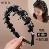 烨翡俪路易斯巴黎王妃水晶钻发箍女百搭头饰高颅顶头箍发卡高级感发饰黑