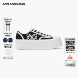 ANN ANDELMAN【王浩歌同款】Classic Court厚底增高帆布鞋休闲鞋 黑色 （跟高5cm） 37