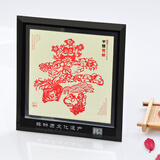 燕云州蔚县手工剪纸画工艺品卡通镜框摆件中国风特色礼品送老外出国礼物 寿字（可加字定制）