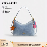 蔻驰（COACH）【品牌直供】女士丹宁布挂件装饰LAUREL单肩流浪包浅靛蓝色CEF26