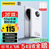 品胜【3C认证】充电宝55W小米澎湃秒充20000毫安大容量快充移动电源可上飞机适用苹果17promax45W40W