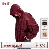 BJHG【解体】不计后果美式羽绒服男冬季潮牌情侣假两件宽松棒球服外套 猩红色 XL 180-200斤