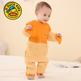 G.duck小黄鸭婴儿爬行服宝宝拖地爬爬服儿童连体衣服春秋冬装懒人擦地薄 桔色包手露脚   80cm 17斤以下