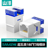 山泽超五类网络模块 CAT5e网线插座面板模块 RJ45水晶头母座电脑网线连接头直通头180度镀金蓝色