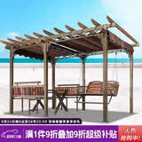 紫叶庭院葡萄架秋千户外凉亭休闲防腐木亭子花园室外别墅铁艺遮阳棚 葡萄架3.5*2.5咖啡色顶棚布