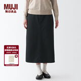 MUJI MUJI 女式 丝光斜纹 裙子半身长裙秋冬季简约风纯棉全棉BEK37C2A 黑色 M(160/66A)