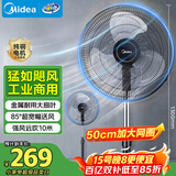 美的（Midea）【金属铝片】工业电风扇/飓风落地扇/空气通风金属扇/牛角扇/立式电风扇/大风力宿舍扇 FES45-20A