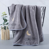 巴拉故事浴巾毛巾男女家用比纯棉吸水速干不易掉毛柔软情侣加大号 雅灰系.月星辰 90g