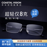 依视路（ESSILOR） 新款商务男镜架时尚潮流镜框女配依视路镜片近视定制眼镜 钛+金属-半框-4017BK-黑色 镜框+依视路膜岩非球面1.67现片