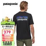 巴塔哥尼亚（Patagonia）男女情侣通勤短袖夏季P-6 Logo混纺棉休闲潮流户外透气T恤 38504 BLK黑色 M 170/180(CM)  70/80(KG)
