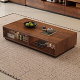 舒歌电视柜实木落地茶几组合小户型客厅抽屉电视机组合柜电视柜全实木 胡桃色光荫茶几100*50*28CM