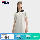 斐乐 杨幂同款|斐乐官方女装编织连衣裙2025夏季新款时尚修身POLO裙子 云菇白-WT 2XL 180/96A/XXL