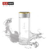 思宝玻璃杯善若水双层泡茶杯子水晶保温水杯男女士高硼硅过滤办公茶杯 2号-360ml【推荐容量】