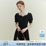 范思蓝恩黑色法式气质显瘦连衣裙女夏季赫本风小黑裙设计感12125 黑色 M