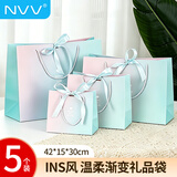 NVVins礼品袋生日礼物袋子轻奢服装包手提袋高级感婚礼伴手礼糖果收纳袋乔迁送礼 渐变粉超大5个装42*15*30cm