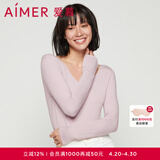 爱慕（Aimer）【牛奶系】女保暖上衣红色保暖吸湿排汗本命年秋衣AM726653 紫色L5B M (165)