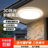 户外吸顶灯庭院屋檐室外室内阳台灯农村自建房大门门口防虫照明灯 升级3D环绕发光【直径47cm】75W三色变光 【全光谱护眼Ra＞98】