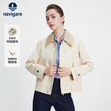 纳维凯尔意大利小帆船女士短款工装风衣全棉巴恩风外套2331505501白L