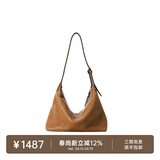 裘真【明星推荐】经典hobo包植鞣牛皮腋下通勤休闲饺子女包 大象灰-小号 小包/大包