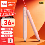 得力（deli）红光PPT翻页笔 白板可书写触控笔 百米远控磁吸收纳 7号电池激光翻页笔  粉色MA110