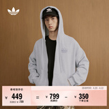 adidas 2025针织运动连帽夹克外套男女秋季阿迪达斯三叶草 浅麻灰   M