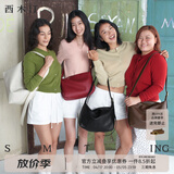 西木汀 爱软糖 牛皮托特包女大容量简约单肩斜挎包包女 深邃黑小号