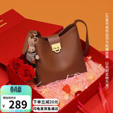 viney牛皮包包女包品牌水桶包轻奢单肩斜挎包生日礼物高级感送女友老婆