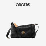 GROTTO【蔡徐坤同款】黑石包经典大容量单肩斜挎通勤软包男女款礼物 黑石M（古金）