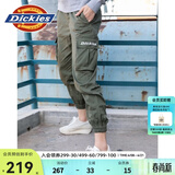 Dickies休闲裤男  修身系列字母束口休闲工装裤DK007069 军绿色 34